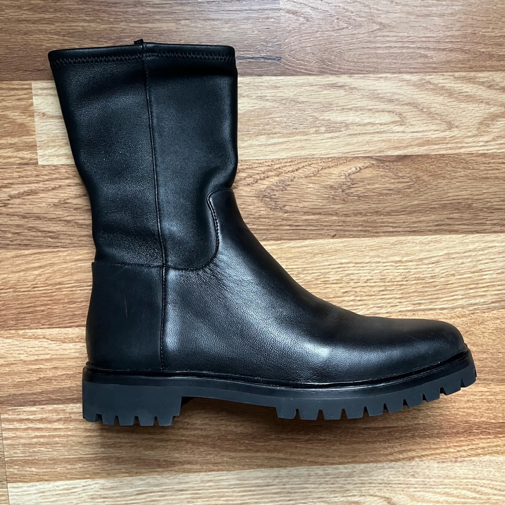 NEVER WORN Loeffler Randall Danny Black Leather Lug Boot W9